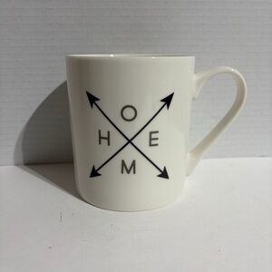 Hazel & Co H O M E Home Arrow White Ceramic Mug Cup Coffee Handle 4.5” NEW